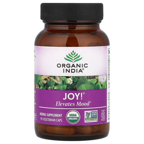 Organic India, Joy!® Elevates Mood, 90 вегетарианских капсул