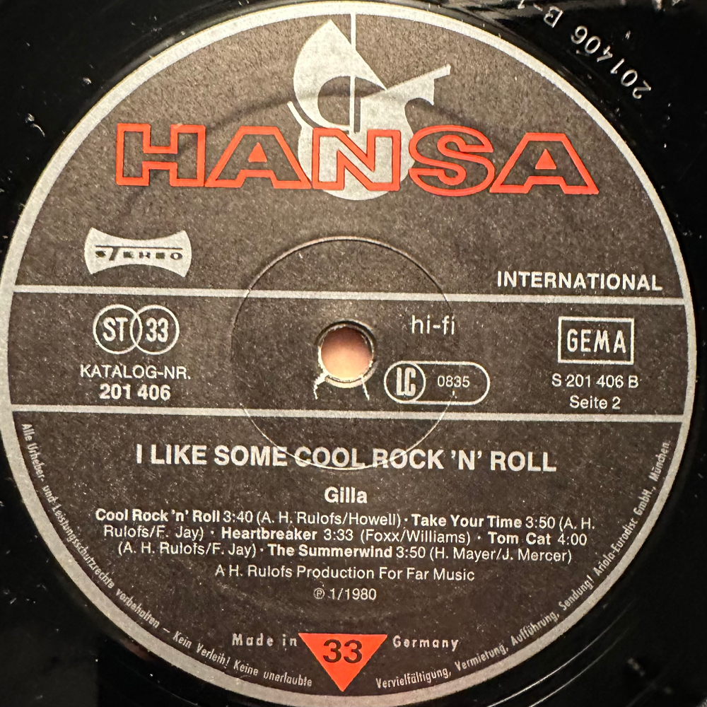 Gilla - I Like Some Cool Rock 'n' Roll (Германия 1980г.)