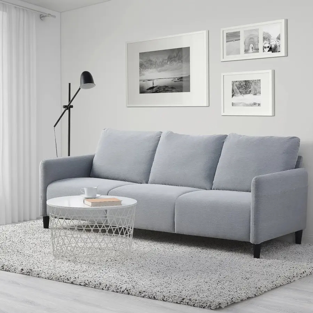 Диван 3-местный - IKEA ANGERSBY/ЭНГЕРСБИ ИКЕА, 89х84х196 см, серый