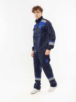 Костюм рабочий БРУКЛИН (куртка, полукомбинезон), смесовая, темно-синий/васильковый/черный
