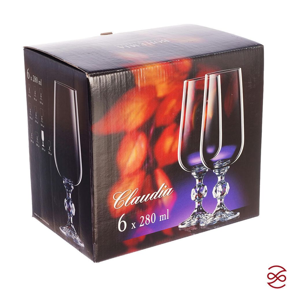 Набор фужеров Crystalex Bohemia Золотой Лист V-D 280 мл(6 шт)