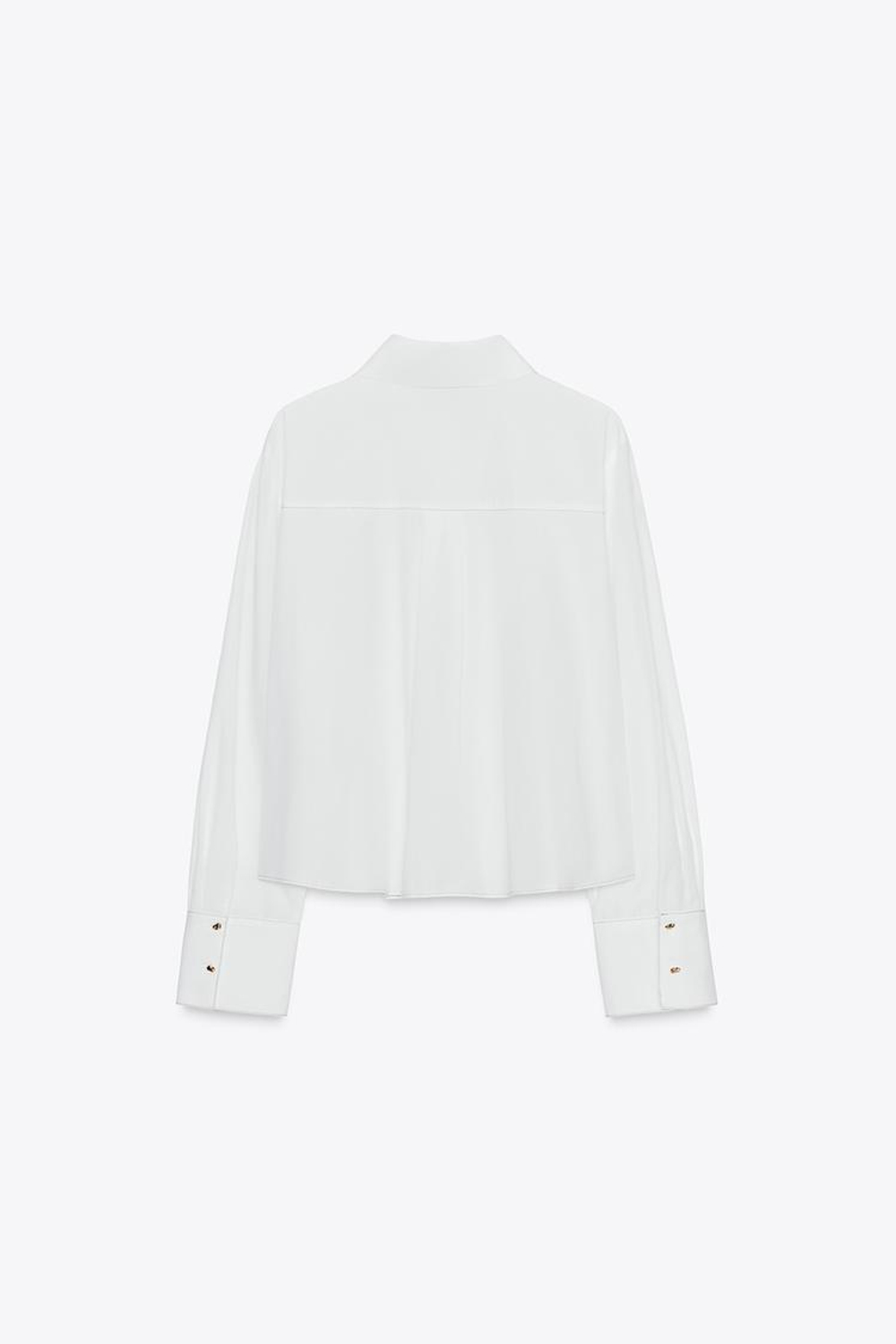 ZARA РУБАШКА ИЗ ПОПЛИНА С ДЕКОРАТИВНОЙ СТРОЧКОЙ, БЕЛЫЙ