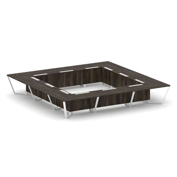 Steel Meet Стол переговорный квадратный KDK-PR.B.SP-24K Дуб Мали/Металл Белый 4800*4800*750