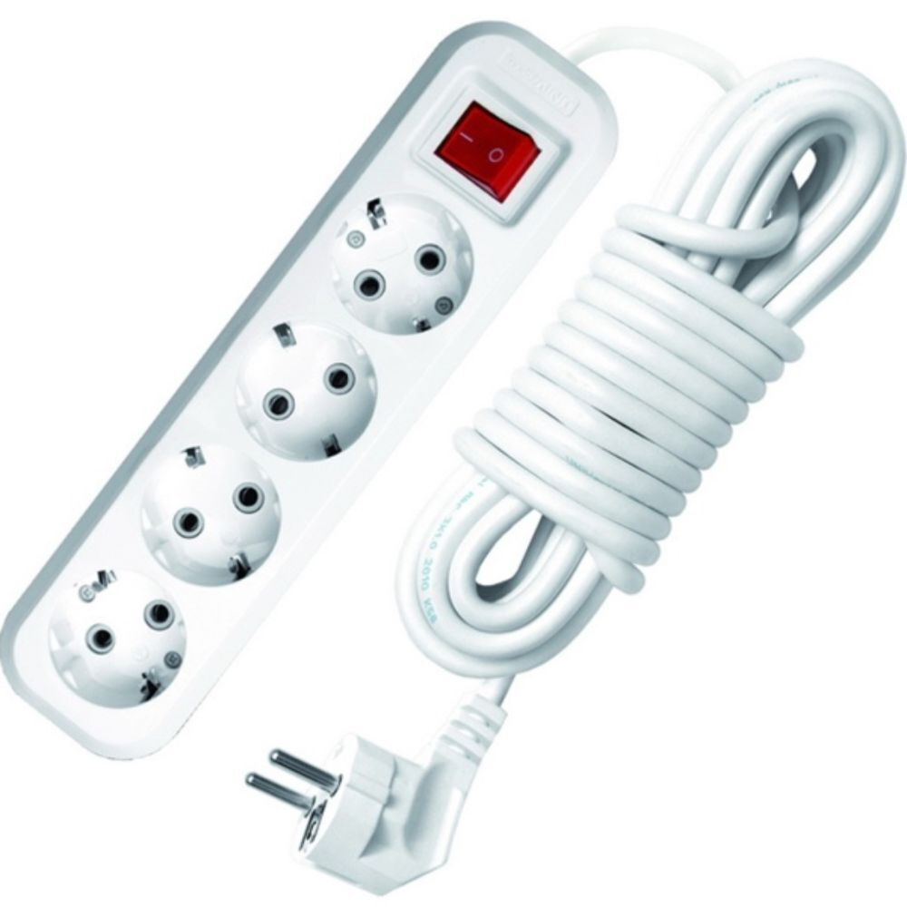 Удлинитель бытовой 4 гн, 2 м, ПВС, 3х1 мм2, с/з, выкл, UNIVersal, S-304, 9634419