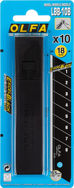 OLFA EXCEL BLACK, 18 х 100 х 0.5 мм, 10 шт, сегментированные лезвия (OL-LBB-10B)