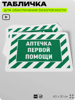 Табличка для обеспечения безопасности "Аптечка первой помощи", для офиса, по охране труда для предприятия, организаций, 40х30 см, Silver Plane x Айдентика Технолоджи