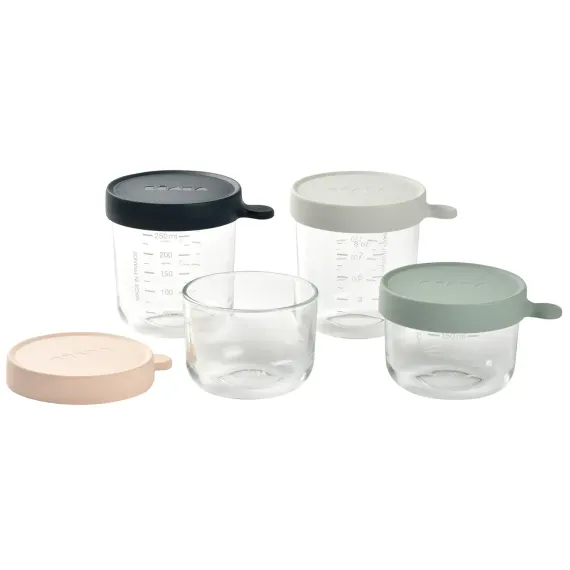 Набор из 4 стеклянных контейнеров Beaba Glass Baby Food Storage Containers Set of 4 Eucalyptus