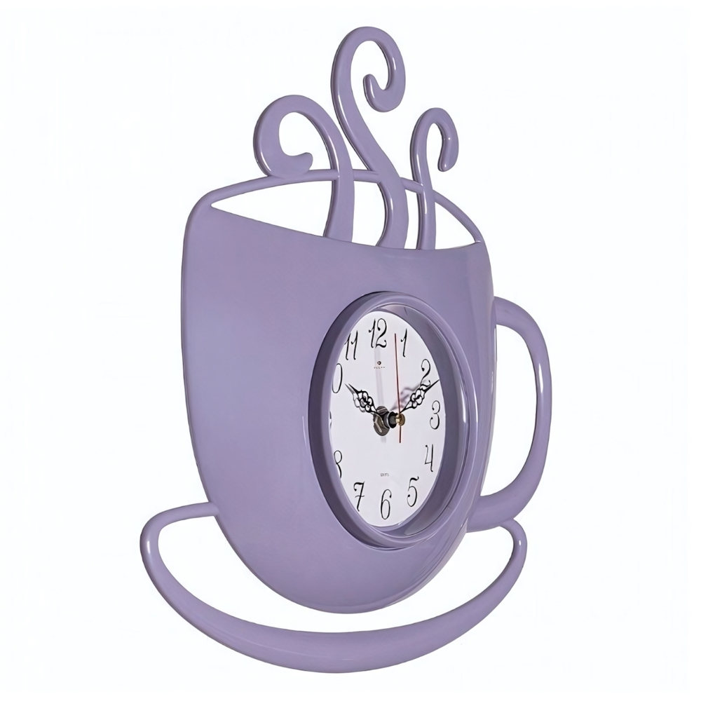 3432-007 Часы настенные чашка с дымком 31,5 х30,5 см, корпус сиренвый "Классика" Рубин