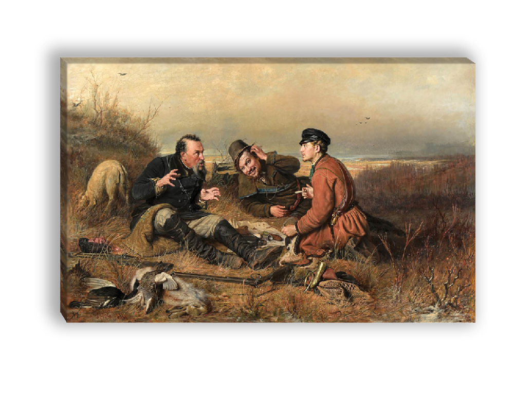 "Охотники на привале", Перов Василий Григорьевич, картина (репродукция)