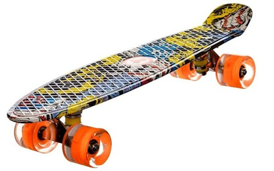 Скейт пенни-борд Igrokat Joker с динамической подсветкой колес