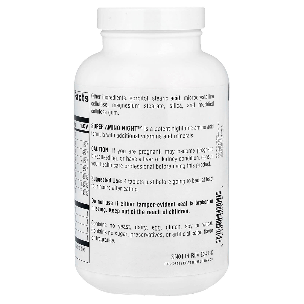 Source Naturals, Super Amino Night, 240 таблеток