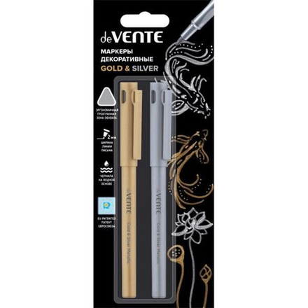 Набор декоративных маркеров  deVENTE. Gold & Silver" 2шт., трехгран. держатель