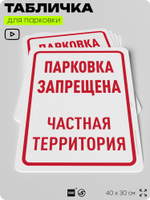 Табличка для парковки "Парковка запрещена, частная территория", для дома, офиса, организаций, 40х30 см, Silver Plane x Айдентика Технолоджи