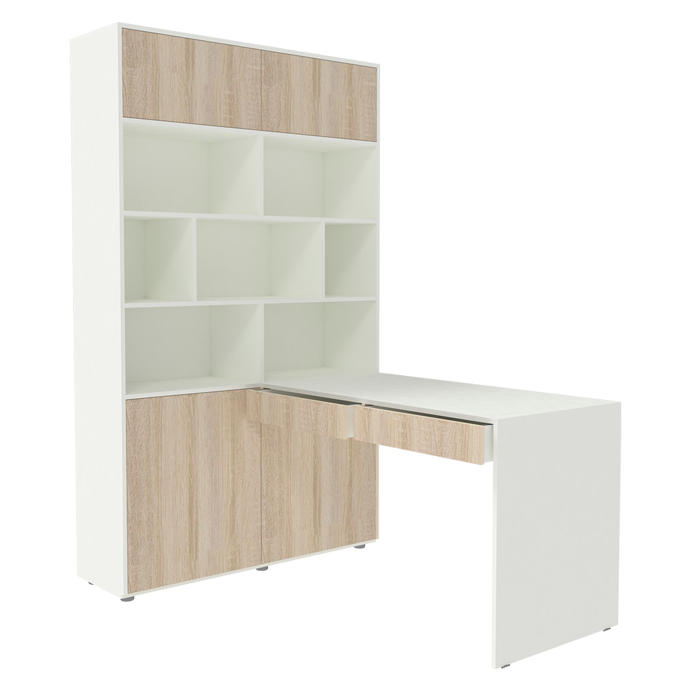 Стол письменный со стеллажом КарИВи 1000 Белый  Дуб Сонома
