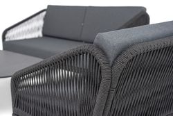 "Канны" лаунж-зона 4-местная (разборная) из роупа со столиком "Диего" цвета "серый гранит", роуп темно-серый круглый, ткань темно-серая
