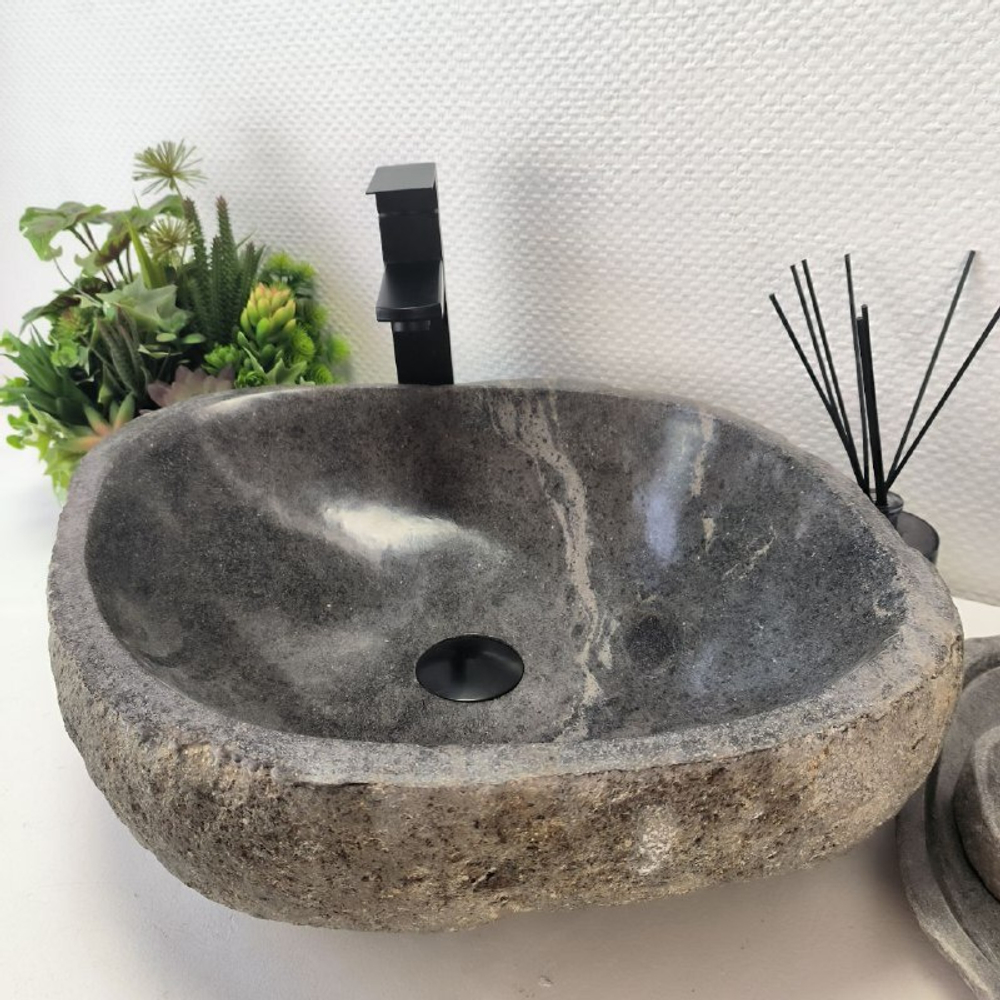 Каменная раковина из речного камня RS-63390 (55*41*15) 0123