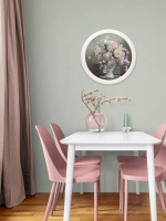 Картина на холсте в круглой деревянной раме 50 см