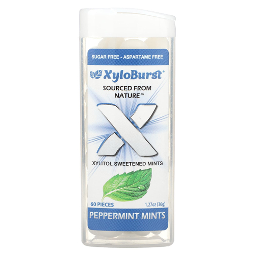 Xyloburst, подслащенные ксилитолом мятные конфеты, со вкусом перечной мяты, 60 шт., 36 г (1,27 унции)