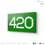 Номер на дверь 420, табличка на дверь для офиса, квартиры, кабинета, аудитории, склада, зеленая 120х70 мм, Айдентика Технолоджи