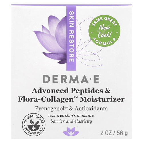 DERMA E, Увлажняющее средство с улучшенными пептидами и Flora-Collagen ™, 56 г (2 унции)