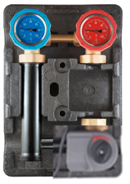 Насосный модуль Kromwell с байпасом , трехходовым клапаном и приводом (левый, без насоса)