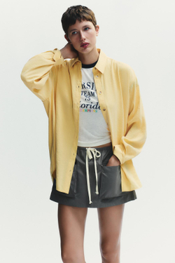 ZARA РУБАШКА OVERSIZE, ГОРЧИЧНЫЙ