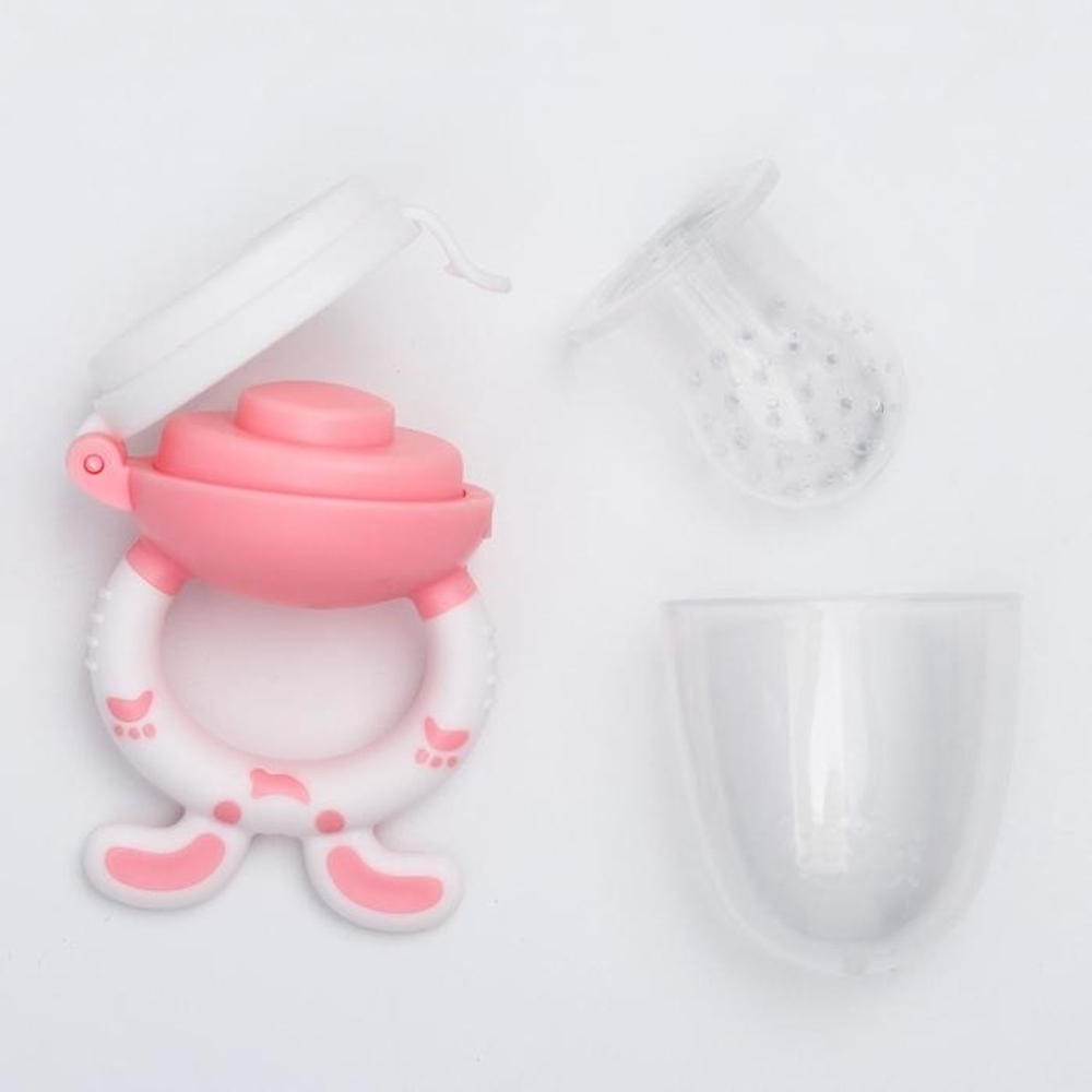 4313595 Ниблер "Котик", с силиконовой сеточкой, цвет розовый