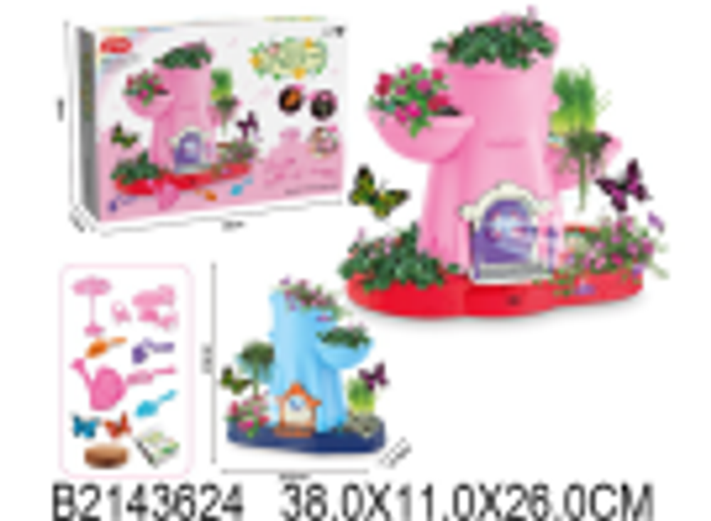 Набор "Садовод" свет/звук, с аксесс, 2цв. в ассорт, грунт и семена, в коробка