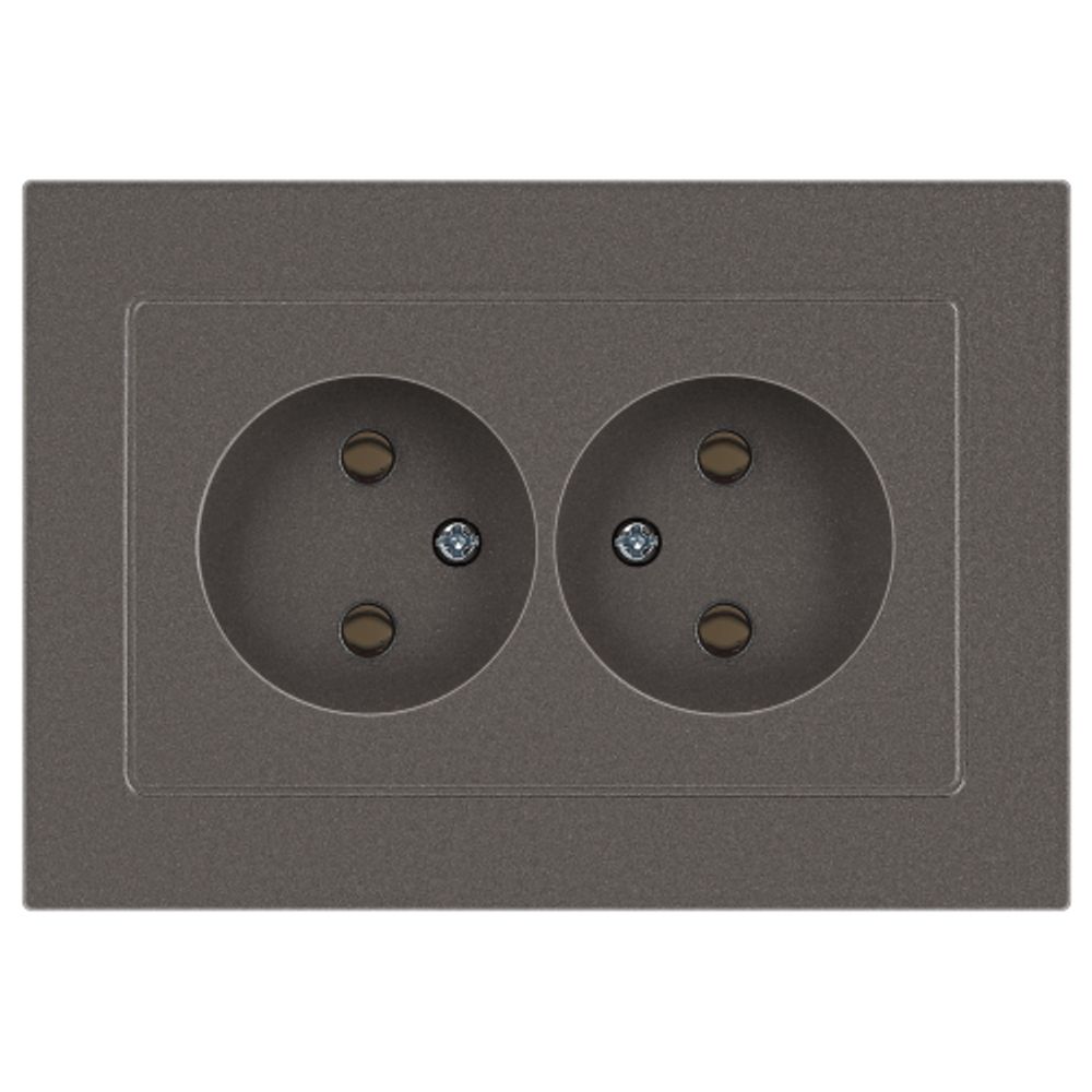 Розетка Intro Accent 6-204-09 двойная 2х2P 16А-250В IP20 СУ AL/CU титан