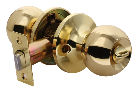 Ручка дверная с защелкой DOOR HANDLE золото круглая 576 РВ ВК