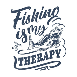 принт Fishing is my therapy синий для белой футболки