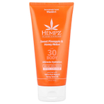 Hempz, Травяное солнцезащитное средство для тела, SPF 30, сладкий ананас и медовая дыня, 177 мл (6 жидк. унц.)