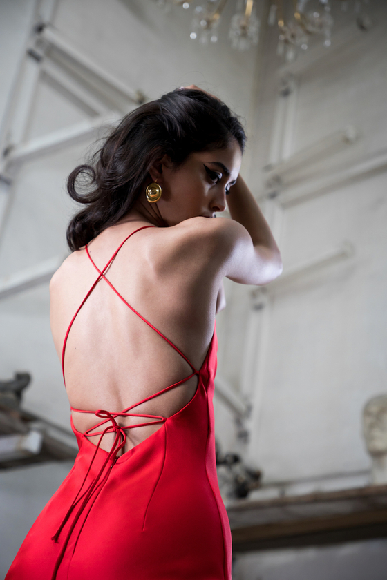 Платье-комбинация миди из сатина