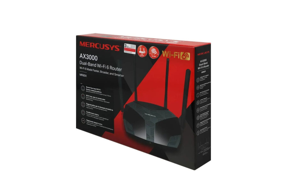 Wi-Fi роутер Mercusys MR80X, черный