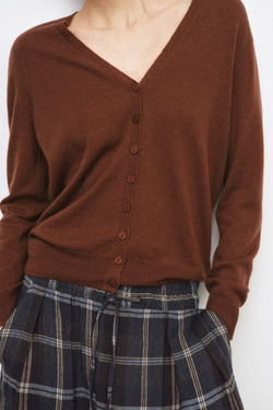 ZARA КАРДИГАН ИЗ 100% СВЕРХМЯГКОЙ ШЕРСТИ, КОРИЧНЕВЫЙ