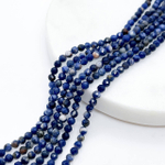 Содалит граненый, диаметр около 3,3-3,5 мм, цена за нить 38 см