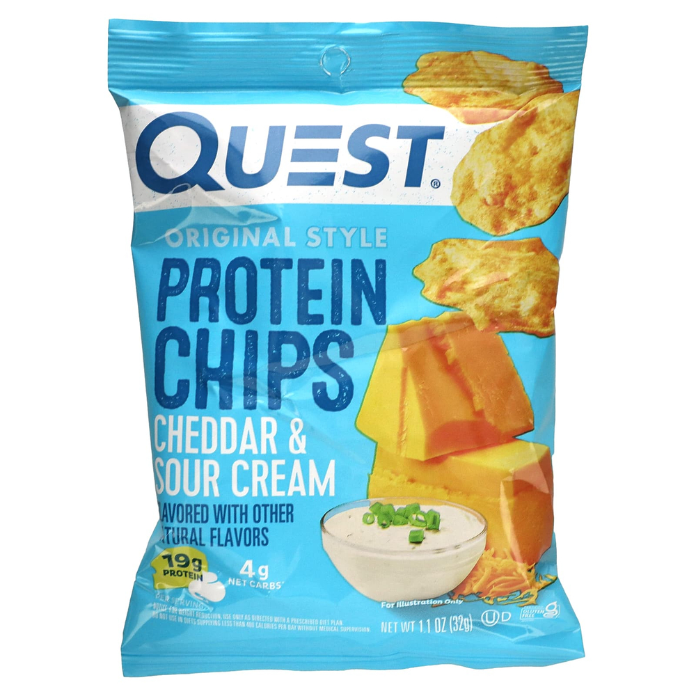 Quest Nutrition, Протеиновые чипсы Original Style, чеддер и сметана, 8 пакетиков по 32 г (1,1 унции)