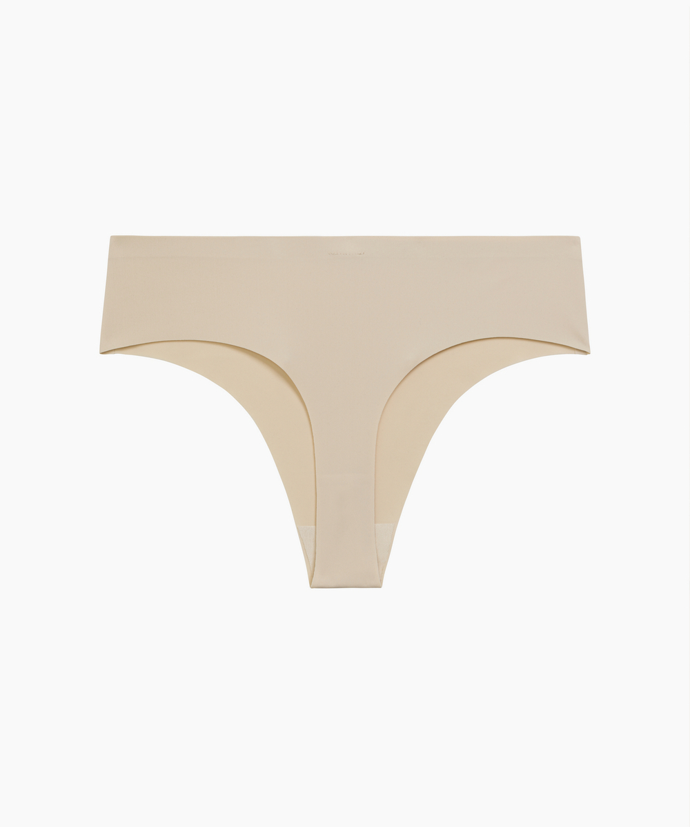 Трусы женские бесшовные бразильана Atlantic, нейлон/эластан, свело-бежевые, LS-002
