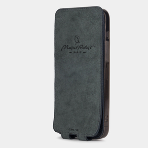 Чехол для iPhone 14 Pro Max из кожи сафьяно, синего цвета