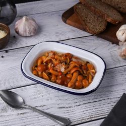 Блюдо для подачи 16*12 см h4 см 250 мл Blue Rim эмалированая сталь SUNNEX [1]