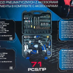 Набор инстр. с аксессуарами71пр(гайковерт-1/2'',650н/м,пневмозач.маш.-6мм, 25000об/мин,пневмотрещ.-1/2'',68н/м,пневмозубило, продувоч.) Forsage F-RP7871-71 (RP27313, RP27411, RP27