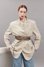 БАЗОВЫЙ ТОНКИЙ РЕМЕНЬ С МЯТОЙ ПРЯЖКОЙ TAUPE