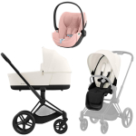 Коляска 3 в 1 Cybex Priam IV Matt Black complete и автокресло Cloud T i-Size Peach Pink Plus Off White