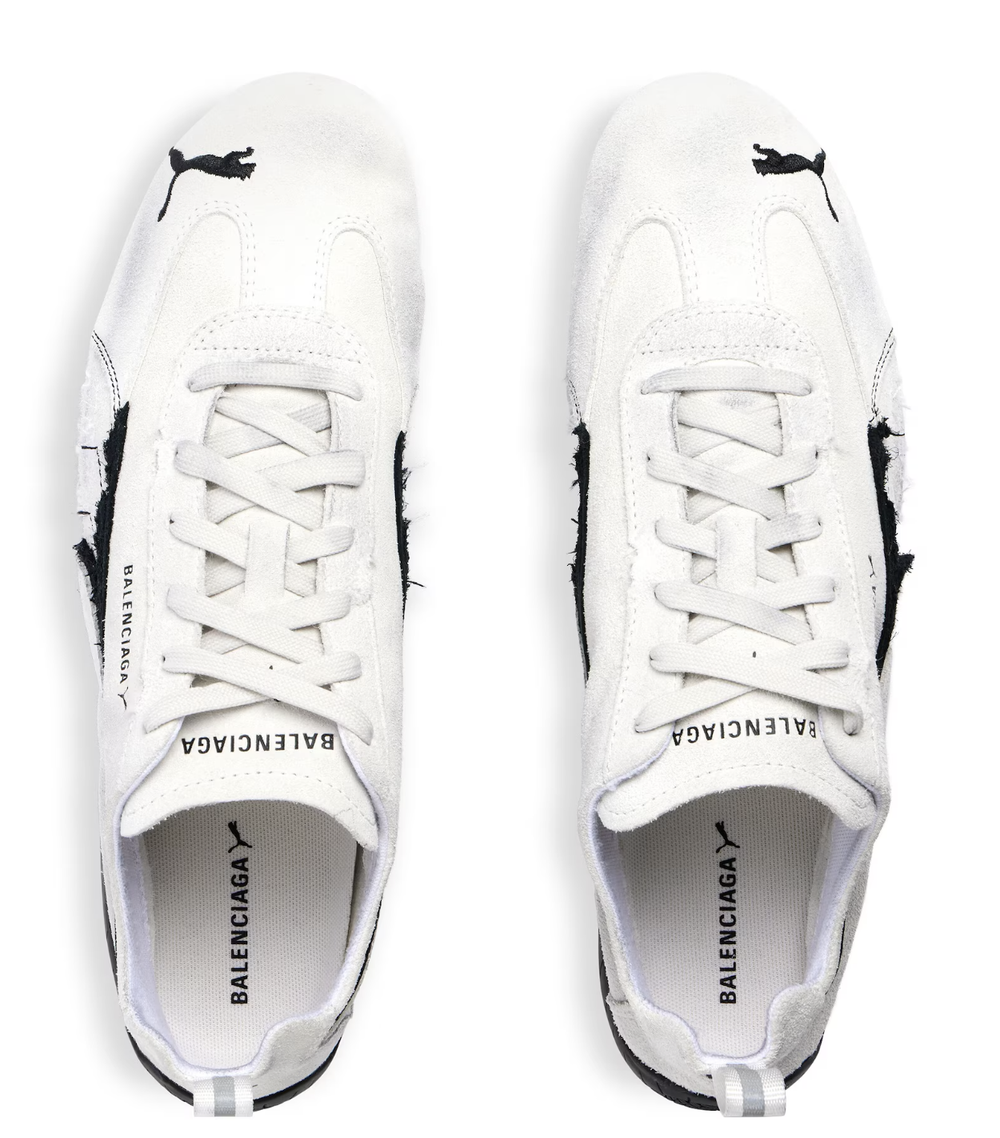 Кроссовки Speedcat Balenciaga x PUMA из состаренной замши белого цвета