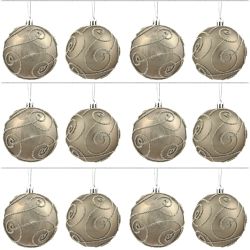 GAEM Набор из 12шт Украшение новогоднее Шар "Волшебный завиток", D8 см, L35 W28 H21 см