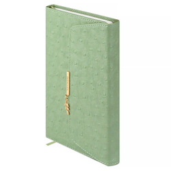Ежедневник недатированный ESCALADA, А5, 160 л., арт. 70669/ 15 СТРАУС ОЛИВКОВЫЙ (кожзам: 126х211 мм, твёрдый переплёт, материал обложки: искусственная кожа "Страус"; способ крепления блока: ниткошвейный; декор: металлический шильд с декоративной мета