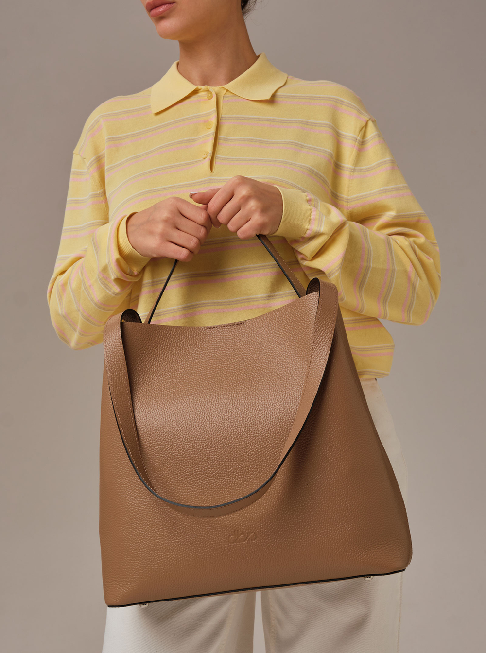 Кожаная сумка шоппер Olga DBR 30948 коричневый капучино