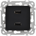 FLITE Розетка USB A+A 3,1А РЮ-2-ФлЧ черный IEK
