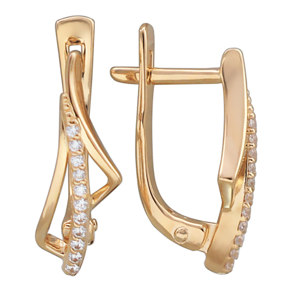 Серьги с фианитом из красного золота 585 пробы JA-S-1С116944