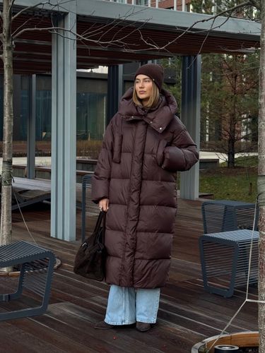 Пуховик Сахалин макси шоколад